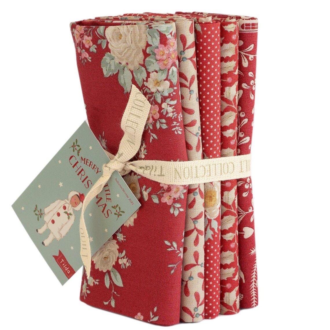Tilda Merry Little Christmas (Red) Fabric Collection 5pc Fat Quarter Bundle Authentic Premium 100% Cotton Fabrics