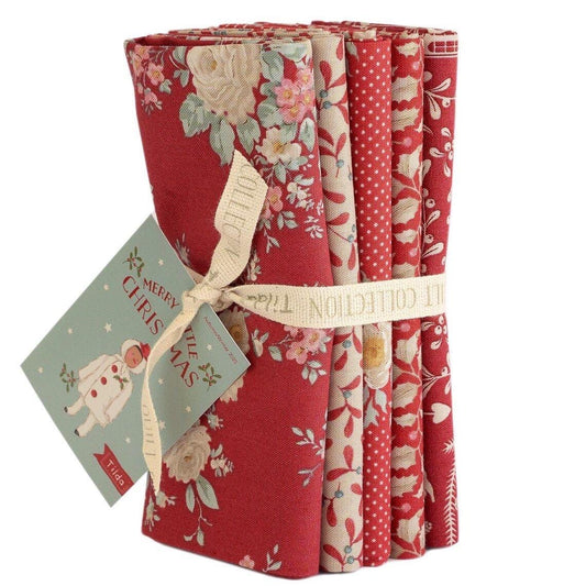 Tilda Merry Little Christmas (Red) Fabric Collection 5pc Fat Quarter Bundle Authentic Premium 100% Cotton Fabrics