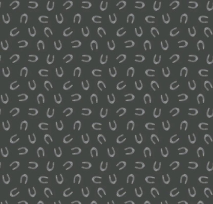 Riley Blake Cowboys By Echo Park Fabric Collection Horseshoes on Graphite Authentic Premium 100% Cotton Fabrics
