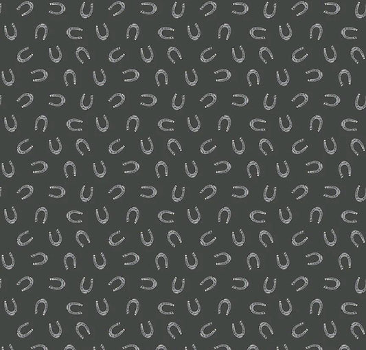 Riley Blake Cowboys By Echo Park Fabric Collection Horseshoes on Graphite Authentic Premium 100% Cotton Fabrics