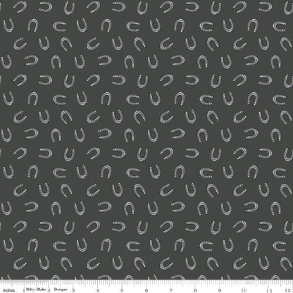 Riley Blake Cowboys By Echo Park Fabric Collection Horseshoes on Graphite Authentic Premium 100% Cotton Fabrics