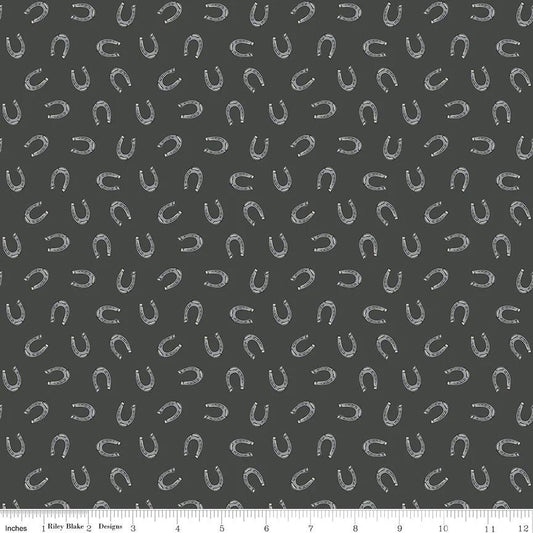 Riley Blake Cowboys By Echo Park Fabric Collection Horseshoes on Graphite Authentic Premium 100% Cotton Fabrics
