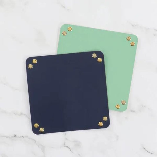 Kimberbebll Kimber Blanks Mint & Navy Snap Trays 8.25"x8.25"