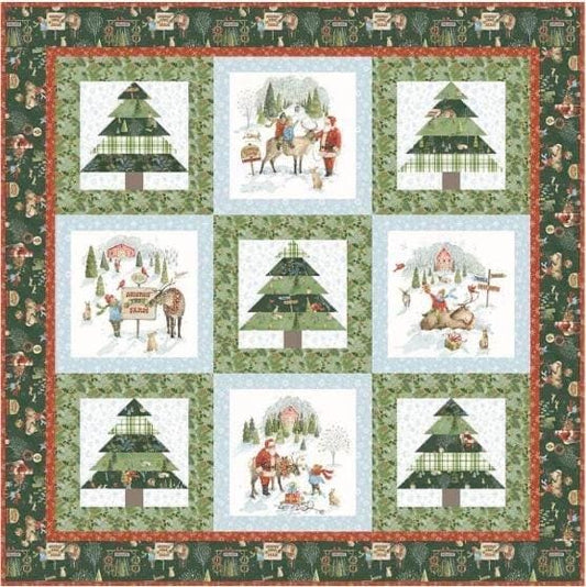 LAST TWO!! Riley Blake Santa's Tree Farm Panel Quilt Kit Featuring Santa's Tree Farm Fabric Collection KTBT-16450