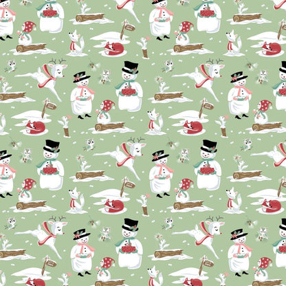 LAST BOLT! Poppie Cotton Frost & Flurry Fabric Collection Mr and Mrs Flurry on Mint Authentic Premium 100% Cotton Fabrics