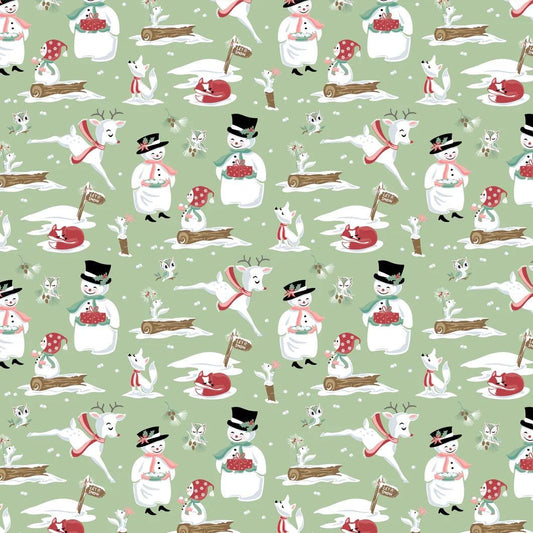 LAST BOLT! Poppie Cotton Frost & Flurry Fabric Collection Mr and Mrs Flurry on Mint Authentic Premium 100% Cotton Fabrics