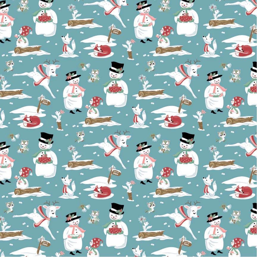 LAST BOLT! Poppie Cotton Frost & Flurry Fabric Collection Mr and Mrs Flurry on Blue Authentic Premium 100% Cotton Fabrics