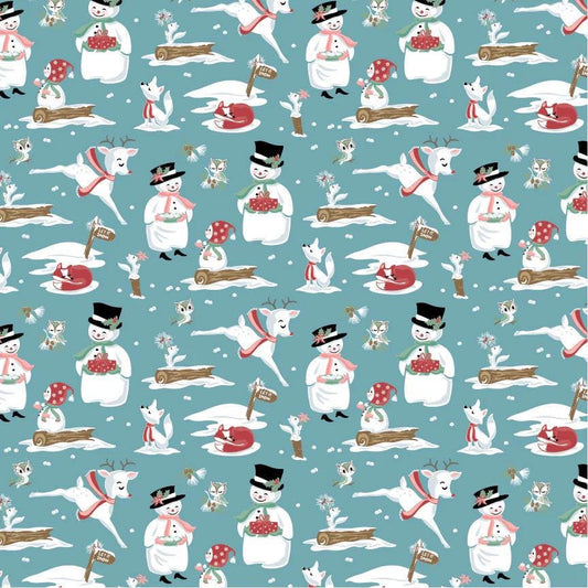 LAST BOLT! Poppie Cotton Frost & Flurry Fabric Collection Mr and Mrs Flurry on Blue Authentic Premium 100% Cotton Fabrics