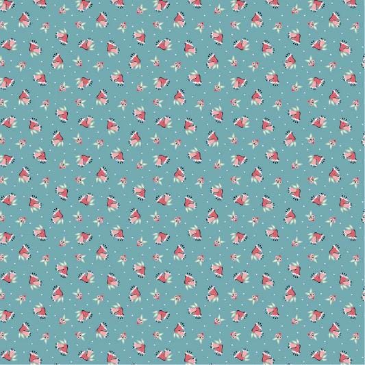 LAST BOLT! Poppie Cotton Frost & Flurry Fabric Collection Berries and Bells on Blue Authentic Premium 100% Cotton Fabrics
