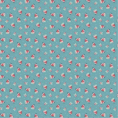 LAST BOLT! Poppie Cotton Frost & Flurry Fabric Collection Berries and Bells on Blue Authentic Premium 100% Cotton Fabrics
