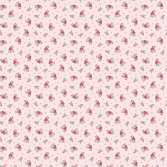 LAST BOLT! Poppie Cotton Frost & Flurry Fabric Collection Berries and Bells on Pink Authentic Premium 100% Cotton Fabric