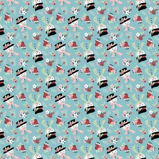 LAST BOLT! Poppie Cotton Frost & Flurry Fabric Collection Snow Tossed on Blue Authentic Premium 100% Cotton Fabrics