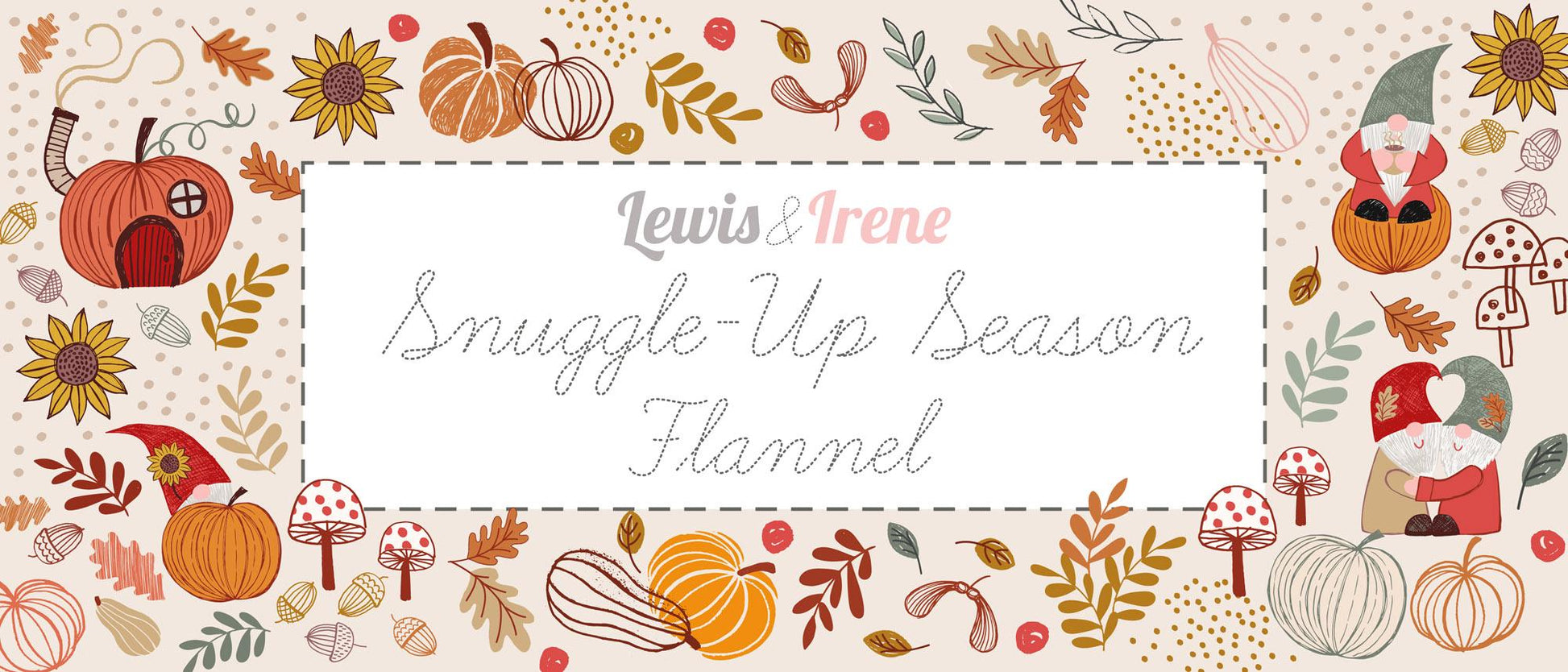 Lewis & Irene Snuggle Season Flannel Fabric Collection Pumpkins on Dark Cream F682.1 Authentic Premium 100% Cotton Flannel