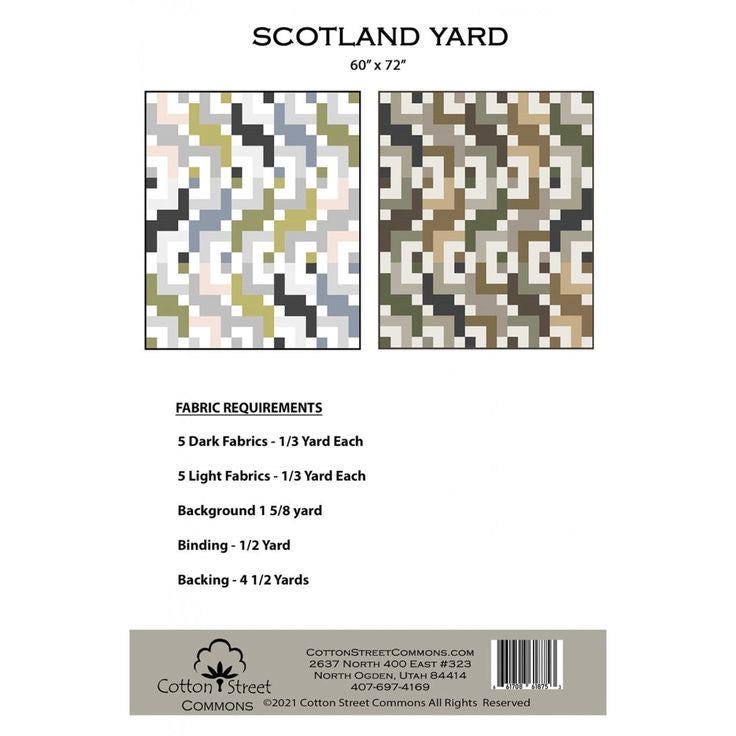 Cotton Street Commons Scotland Yard Quilt Pattern Finished Size: 60"x72"