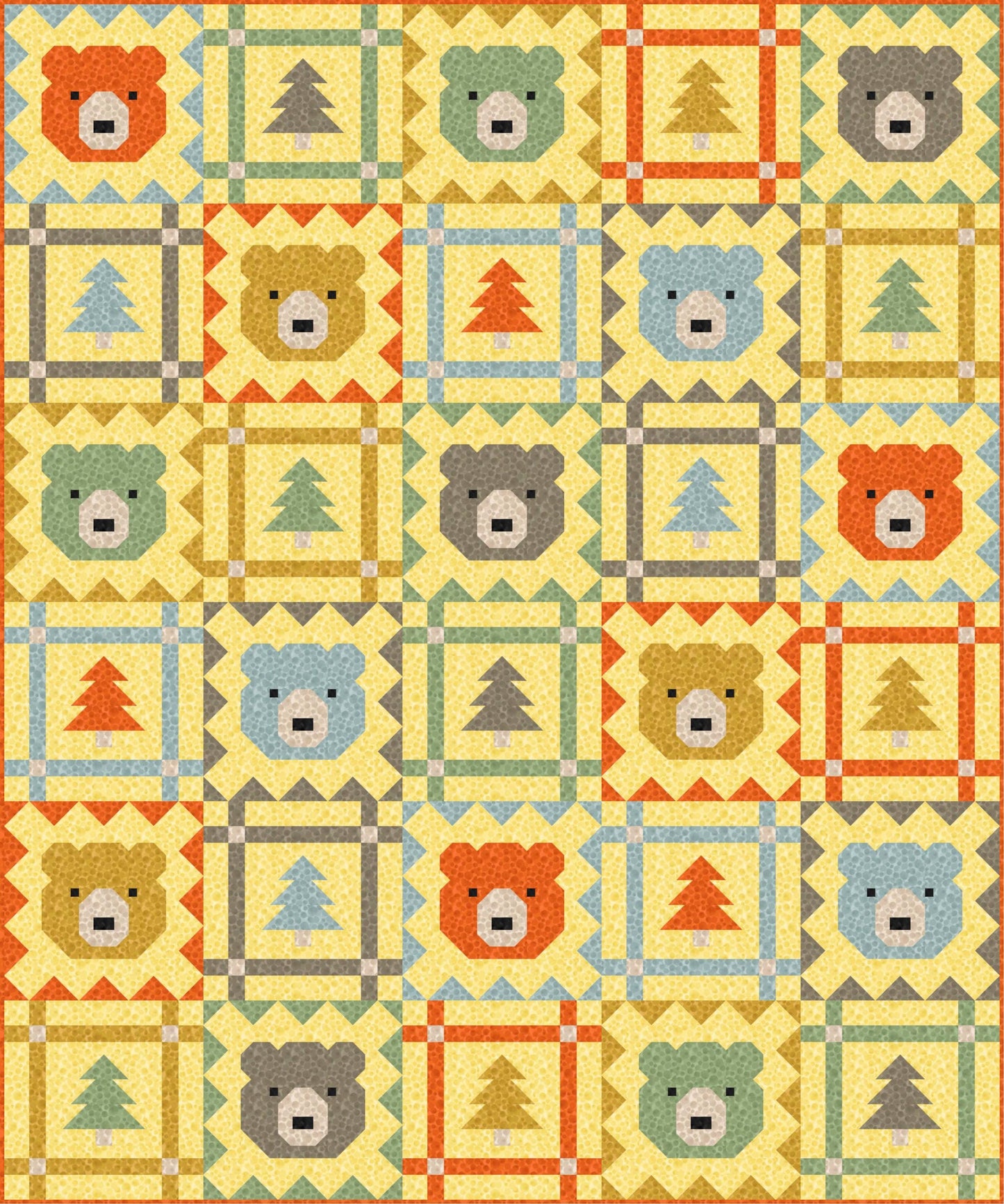 LIMITED EDITION Pen & Paper Patterns Grizzly Grove Quilt Kit Featuring Lewis and Irene Bumbleberries Blenders Fabric Collection 60.5"x72.5"