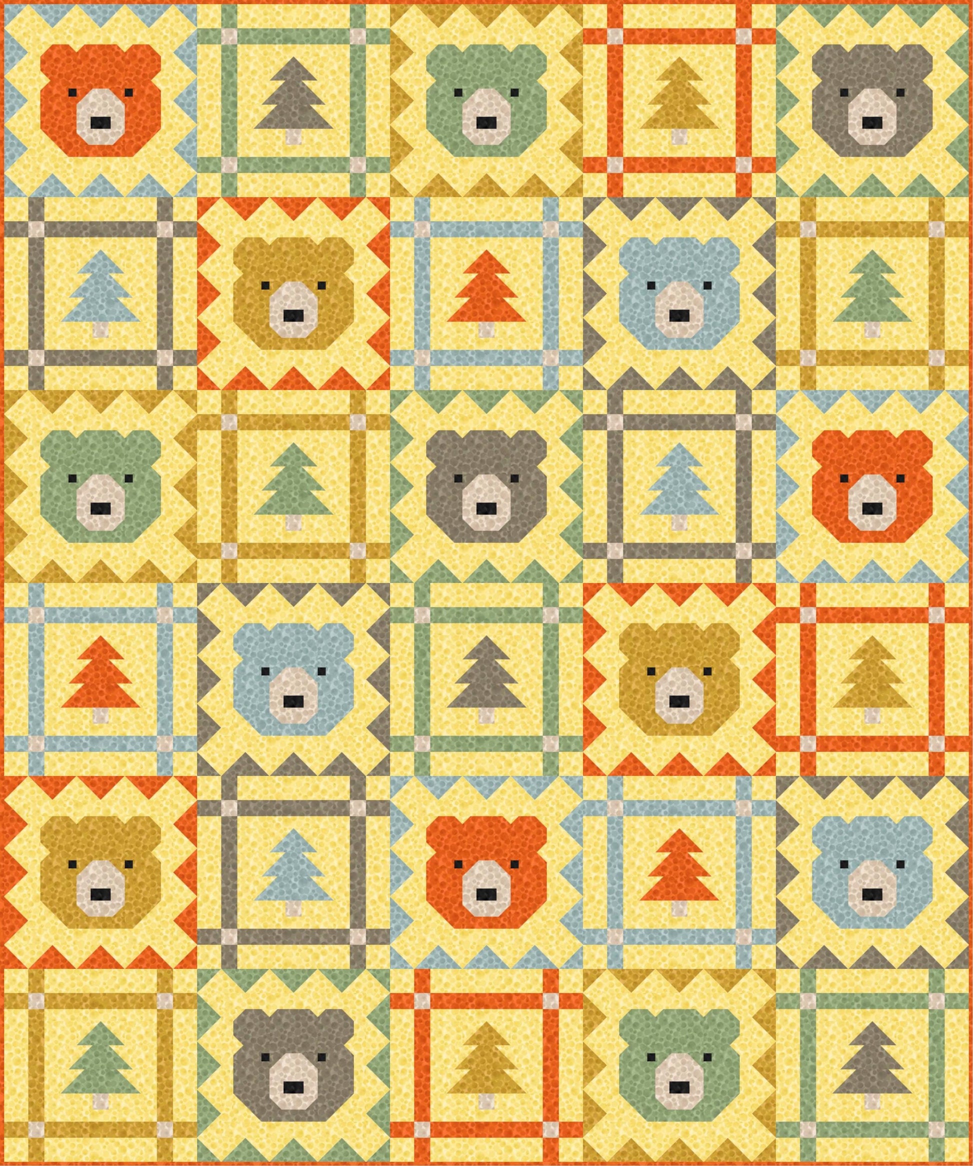 LIMITED EDITION Pen & Paper Patterns Grizzly Grove Quilt Kit Featuring Lewis and Irene Bumbleberries Blenders Fabric Collection 60.5"x72.5"