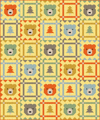 LIMITED EDITION Pen & Paper Patterns Grizzly Grove Quilt Kit Featuring Lewis and Irene Bumbleberries Blenders Fabric Collection 60.5"x72.5"