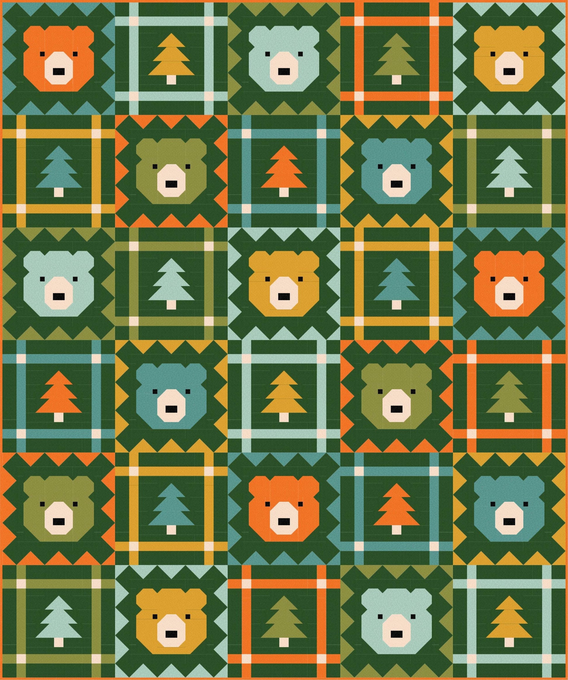 LIMITED EDITION Pen & Paper Patterns Grizzly Grove Quilt Kit Featuring Poppie Cotton Country Confetti Fabric Collection 60.5"x72.5"