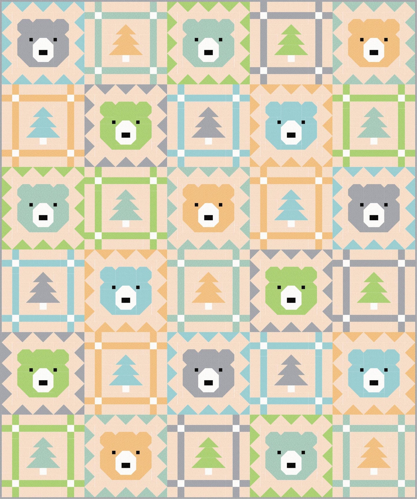 LIMITED EDITION Pen & Paper Patterns Grizzly Grove Quilt Kit Featuring Poppie Cotton Country Confetti Fabric Collection 60.5"x72.5"