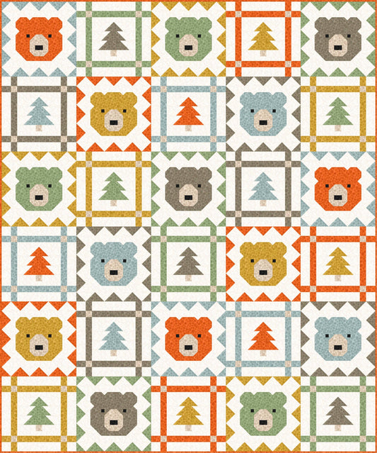 LIMITED EDITION Pen & Paper Patterns Grizzly Grove Quilt Kit Featuring Lewis and Irene Bumbleberries Blenders Fabric Collection 60.5"x72.5"