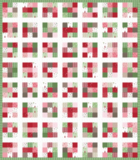 LIMITED EDITION Kitchen Table Quilting Modern Postage Stamp Quilt Kit Featuring Riley Blake To Grandmother's House Fabric Collection 54"x62"