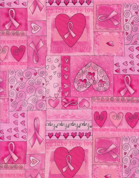 Timeless Treasure Breast Cancer Awareness Fabric Collection Hope Ribbons on Pink Authentic Premium 100% Cotton Quilt Shop Quality Fabrics