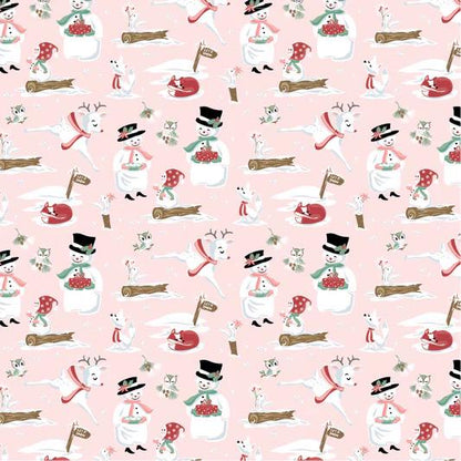 LAST BOLT! Poppie Cotton Frost & Flurry Fabric Collection Mr and Mrs Flurry on Pink Authentic Premium 100% Cotton Fabrics