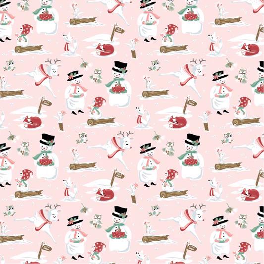 LAST BOLT! Poppie Cotton Frost & Flurry Fabric Collection Mr and Mrs Flurry on Pink Authentic Premium 100% Cotton Fabrics