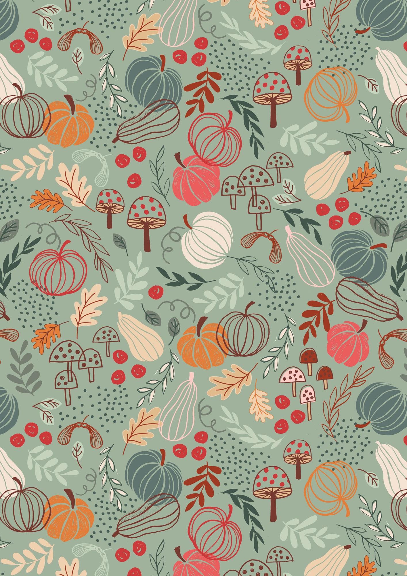Lewis & Irene Snuggle Season Flannel Fabric Collection Pumpkins on Jade F682.2 Authentic Premium 100% Cotton Flannel