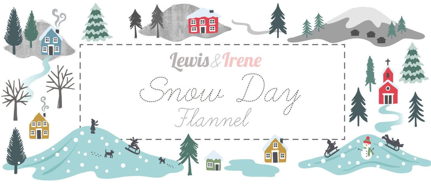 Lewis & Irene Snow Day Flannel Fabric Collection Houses on Gray Authentic Premium 100% Cotton Flannel Quilt Shop Quality Fabrics F36.3