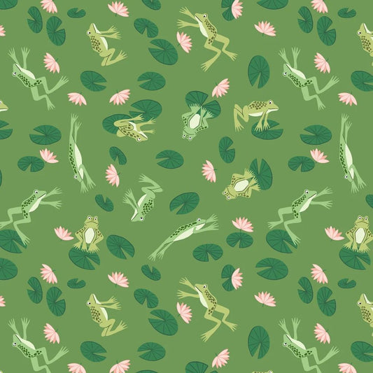 Lewis & Irene On The Lake Fabric Collection Frogs on Grassy Green Authentic Premium 100% Cotton Quilt Shop Quality Fabrics