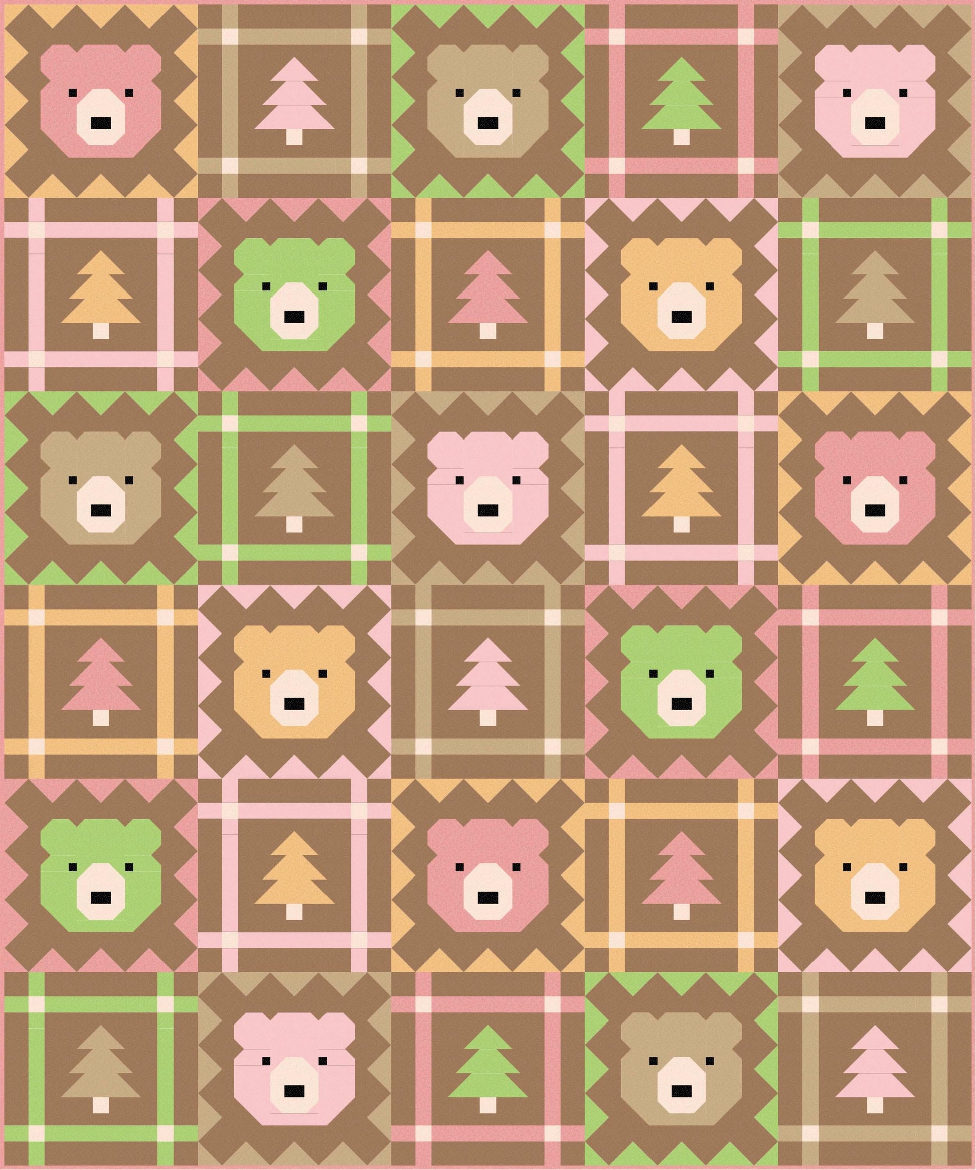LIMITED EDITION Pen & Paper Patterns Grizzly Grove Quilt Kit Featuring Poppie Cotton Country Confetti Fabric Collection 60.5"x72.5"