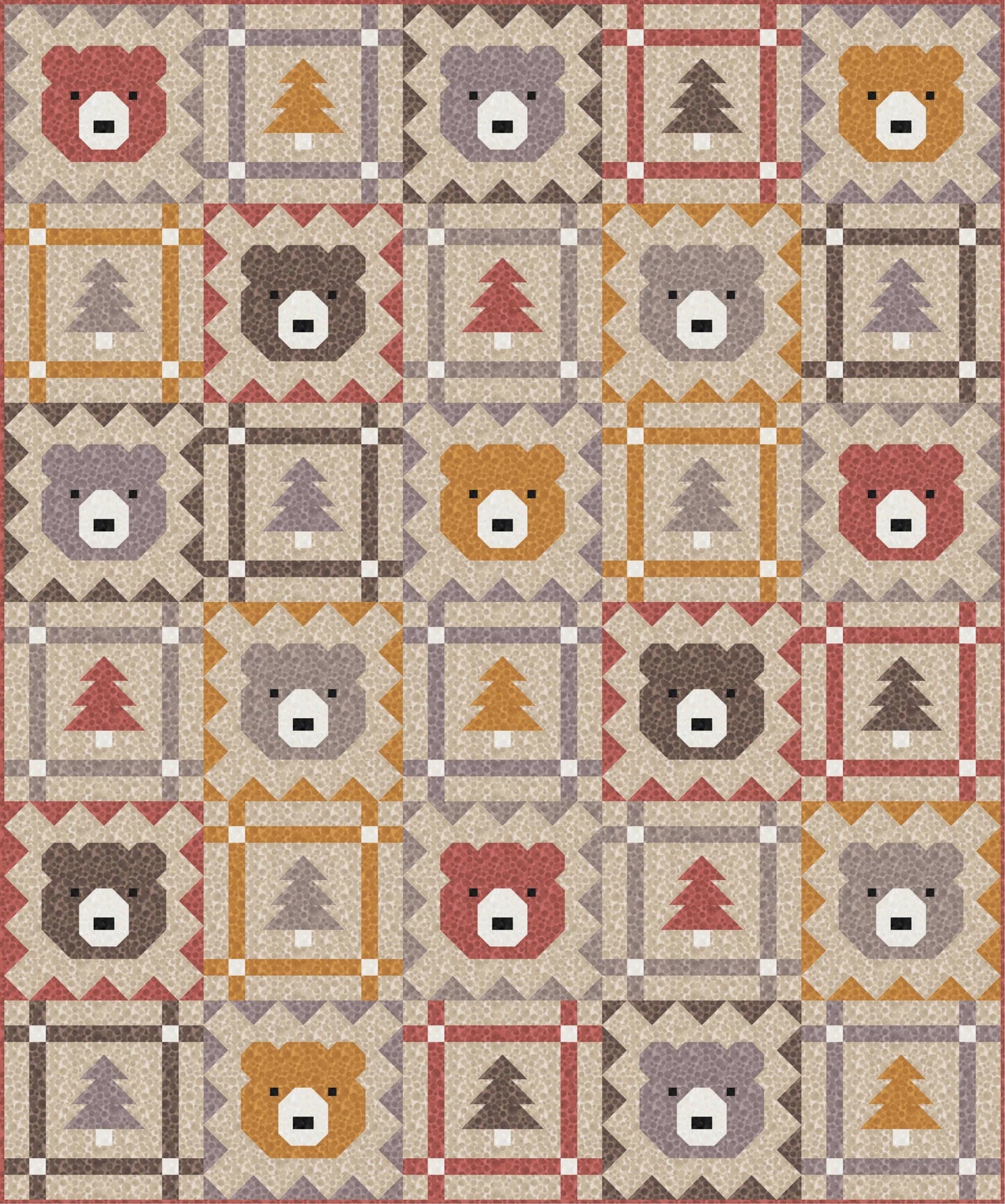 LIMITED EDITION Pen & Paper Patterns Grizzly Grove Quilt Kit Featuring Lewis and Irene Bumbleberries Blenders Fabric Collection 60.5"x72.5"