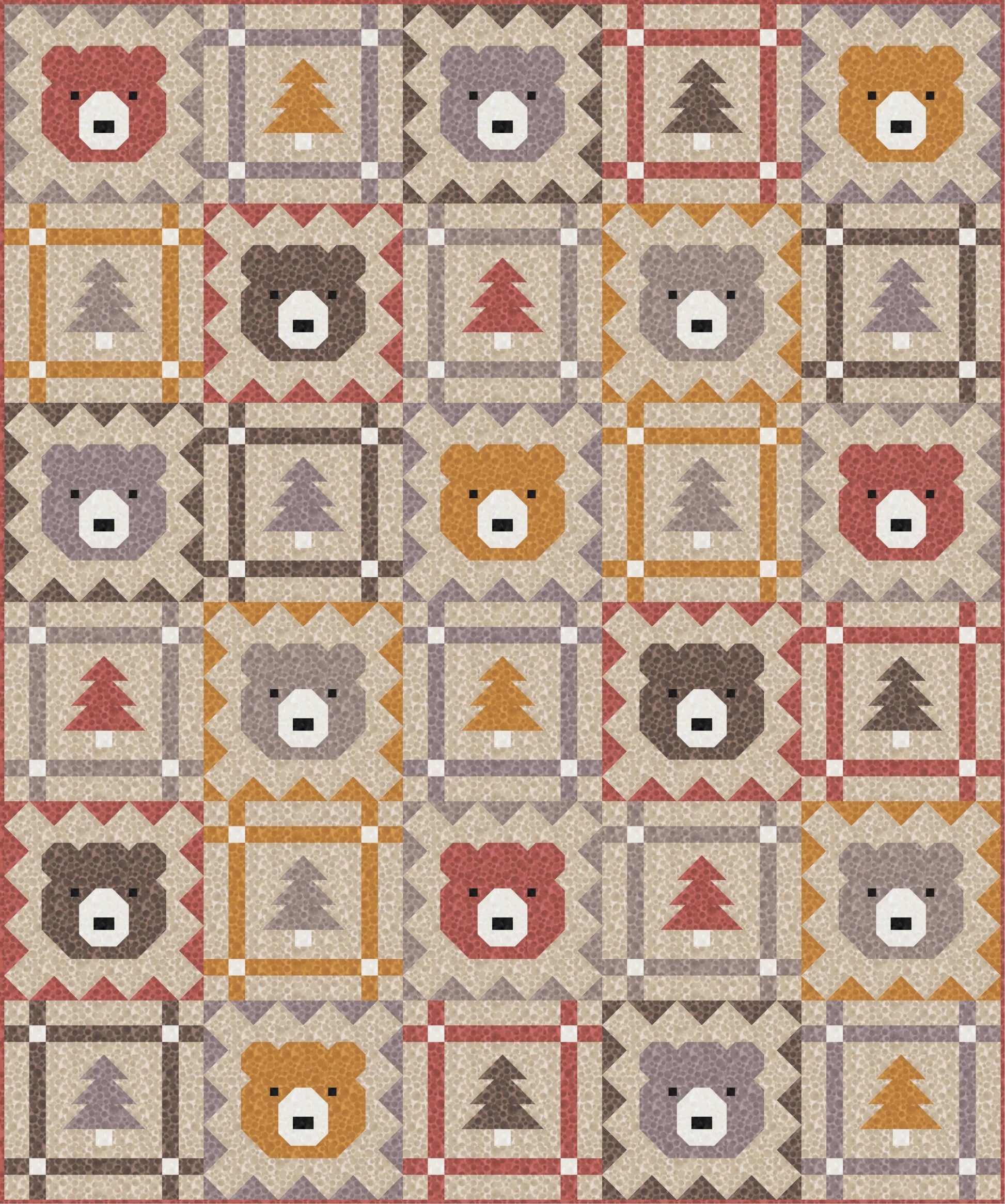 LIMITED EDITION Pen & Paper Patterns Grizzly Grove Quilt Kit Featuring Lewis and Irene Bumbleberries Blenders Fabric Collection 60.5"x72.5"