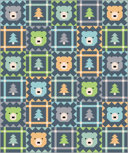 LIMITED EDITION Pen & Paper Patterns Grizzly Grove Quilt Kit Featuring Poppie Cotton Country Confetti Fabric Collection 60.5"x72.5"