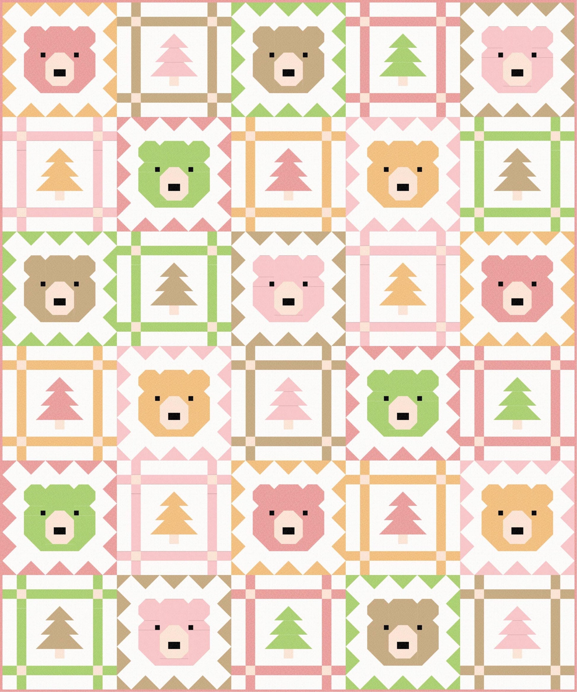LIMITED EDITION Pen & Paper Patterns Grizzly Grove Quilt Kit Featuring Poppie Cotton Country Confetti Fabric Collection 60.5"x72.5"