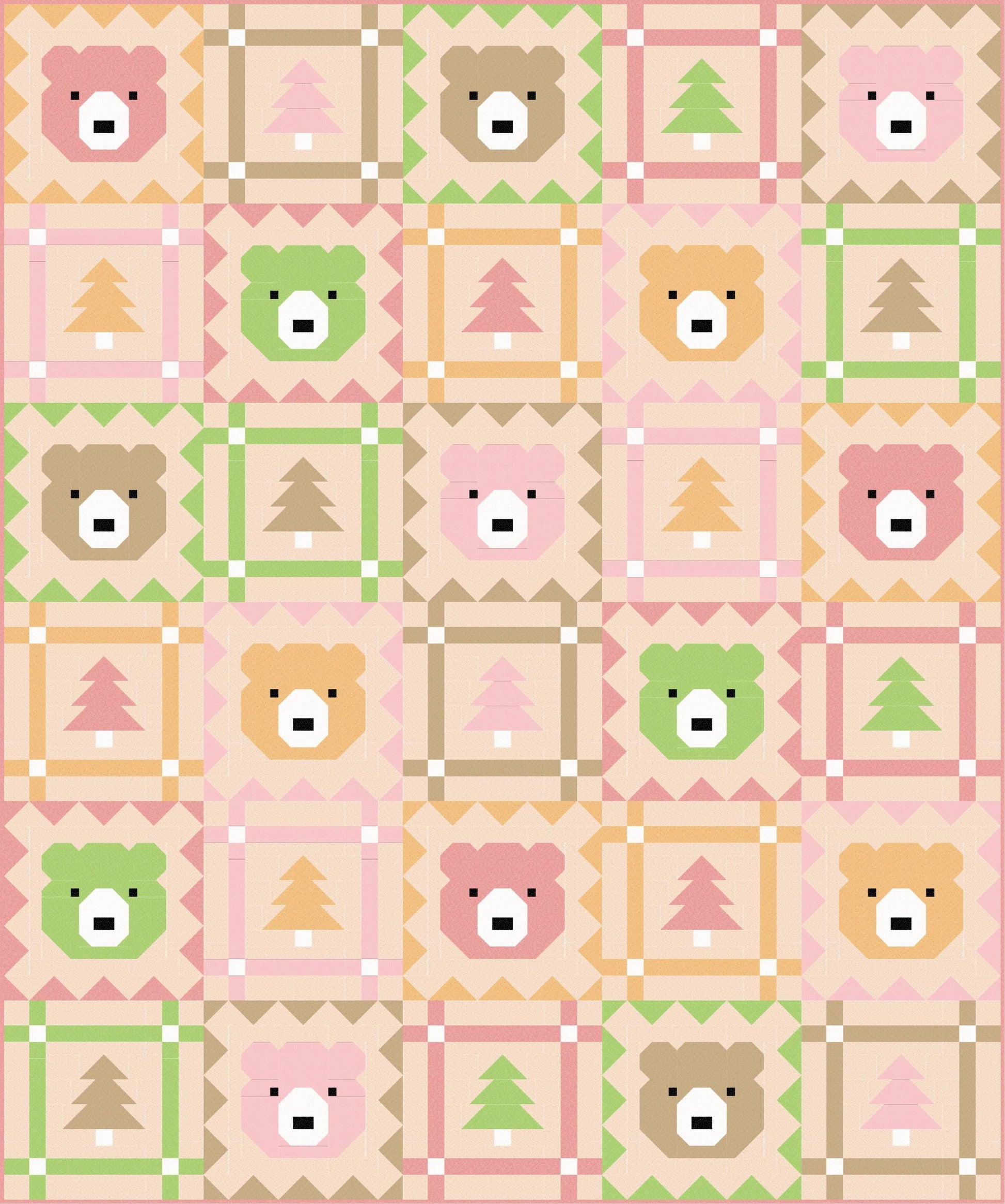 LIMITED EDITION Pen & Paper Patterns Grizzly Grove Quilt Kit Featuring Poppie Cotton Country Confetti Fabric Collection 60.5"x72.5"