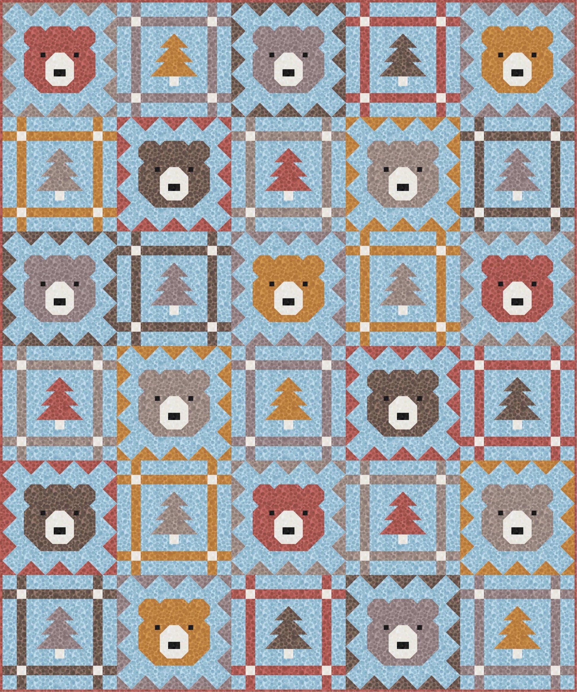LIMITED EDITION Pen & Paper Patterns Grizzly Grove Quilt Kit Featuring Lewis and Irene Bumbleberries Blenders Fabric Collection 60.5"x72.5"