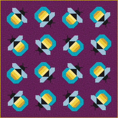 LIMITED EDITION Pen & Paper Patterns Firefly Quilt Kit Featuring Lewis and Irene Bumbleberries Blenders Fabric Collection 72.5"x72.5"