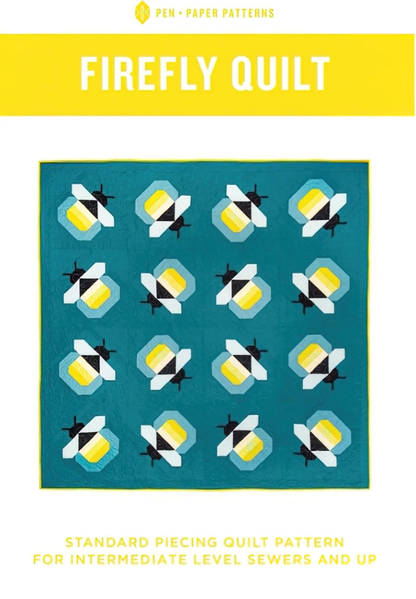 LIMITED EDITION Pen & Paper Patterns Firefly Quilt Kit Featuring Lewis and Irene Bumbleberries Blenders Fabric Collection 72.5"x72.5"