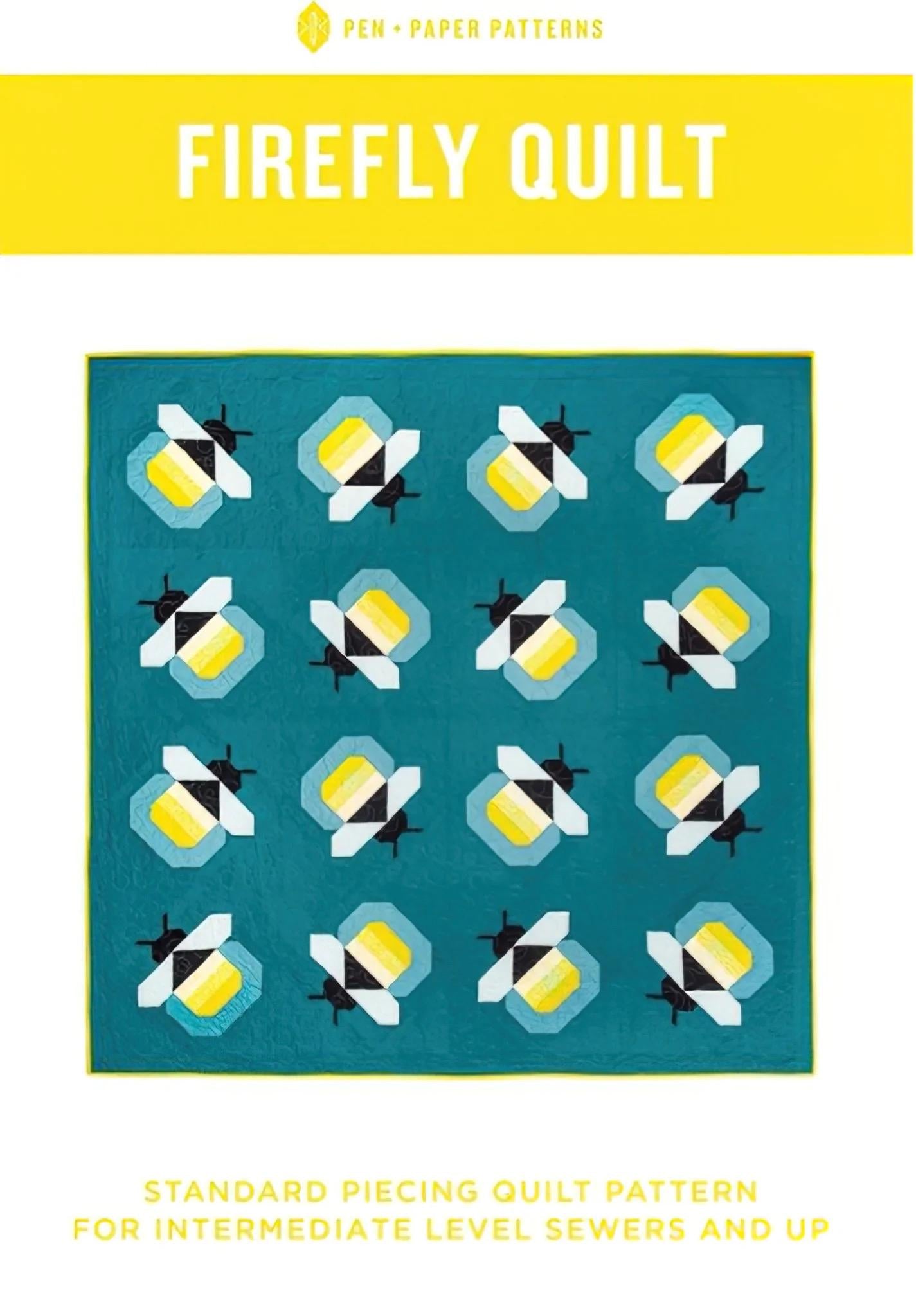 LIMITED EDITION Pen & Paper Patterns Firefly Quilt Kit Featuring Lewis and Irene Bumbleberries Blenders Fabric Collection 72.5"x72.5"