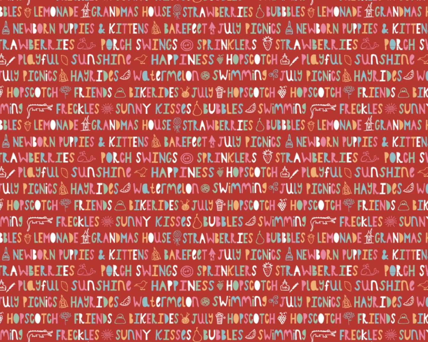 Poppie Cotton Hopscotch & Freckles Fabric Collection Sunny Kisses on Red Authentic Premium 100% Cotton Quilt Shop Quality Fabrics
