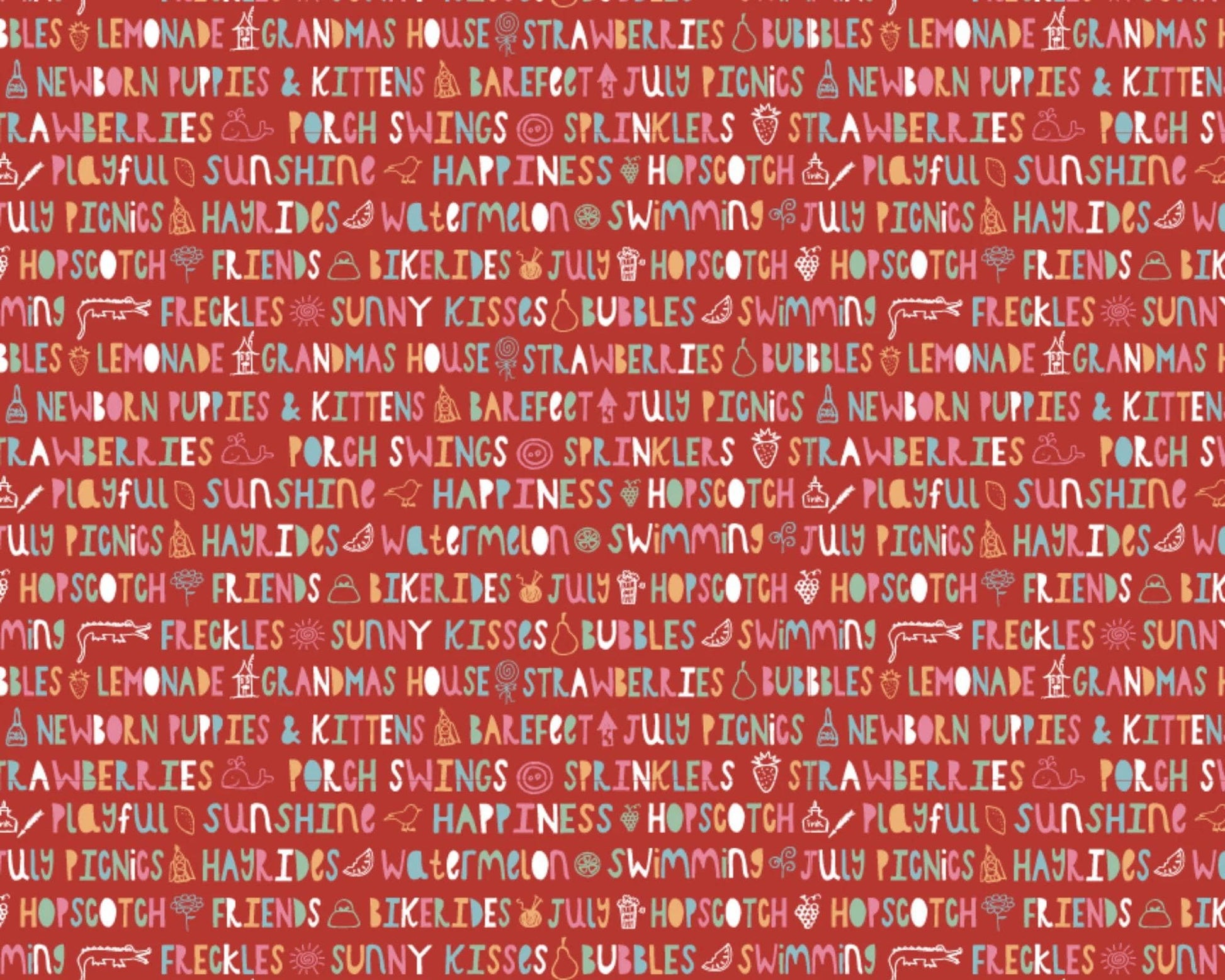 Poppie Cotton Hopscotch & Freckles Fabric Collection Sunny Kisses on Red Authentic Premium 100% Cotton Quilt Shop Quality Fabrics