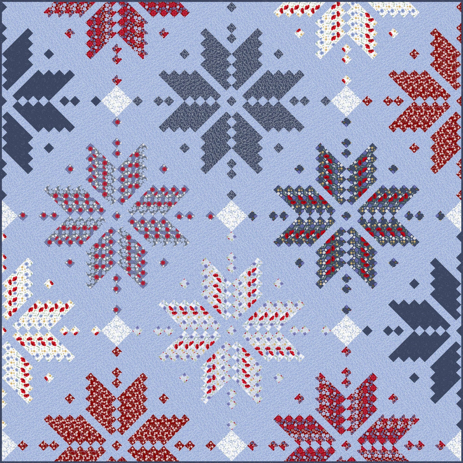 LIMITED EDITION Lo & Behold Knitted Star Quilt Kit Featuring Lewis and Irene Forever Blooms Fabric Collection 62"x62"