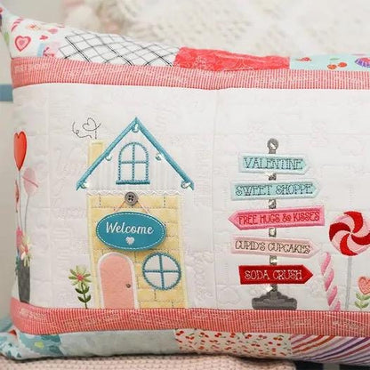 SHIPPING NOW! Kimberbell Sweetheart Street Bench Pillow Collection (Options: ME Download Booklet, Embellishment Kit, Fabric Kit, Thread Set)