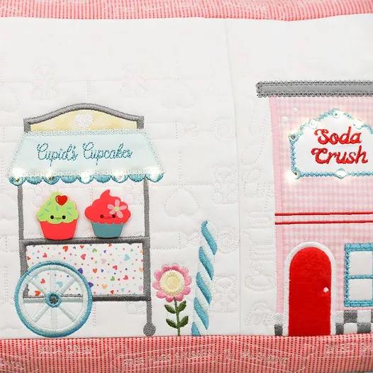 SHIPPING NOW! Kimberbell Sweetheart Street Bench Pillow Collection (Options: ME Download Booklet, Embellishment Kit, Fabric Kit, Thread Set)