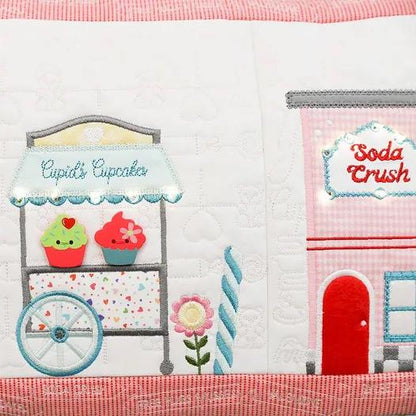 SHIPPING NOW! Kimberbell Sweetheart Street Bench Pillow Collection (Options: ME Download Booklet, Embellishment Kit, Fabric Kit, Thread Set)