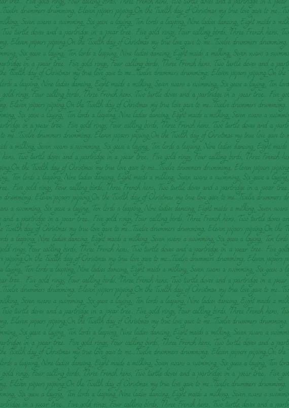 LAST BOLT!! Lewis & Irene 12 Days of Christmas Fabric Collection Christmas Script on Green Authentic Premium 100% Cotton Fabrics