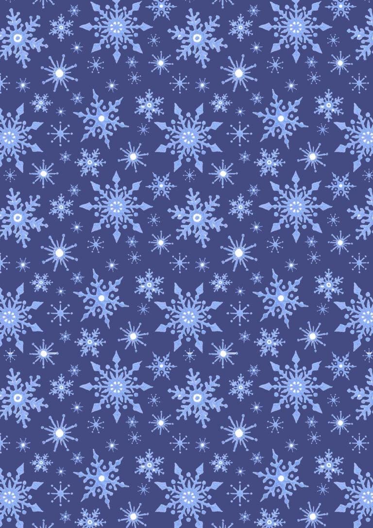 LAST BOLT!! Lewis & Irene Keep Believing Fabric Collection Snowflakes on Dark Blue Authentic Premium 100% Cotton Fabrics