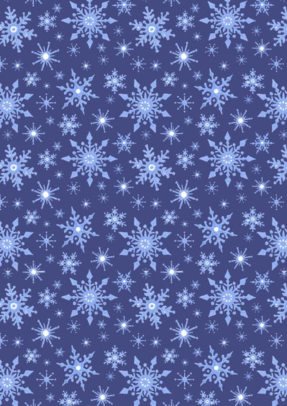 LAST BOLT!! Lewis & Irene Keep Believing Fabric Collection Snowflakes on Dark Blue Authentic Premium 100% Cotton Fabrics